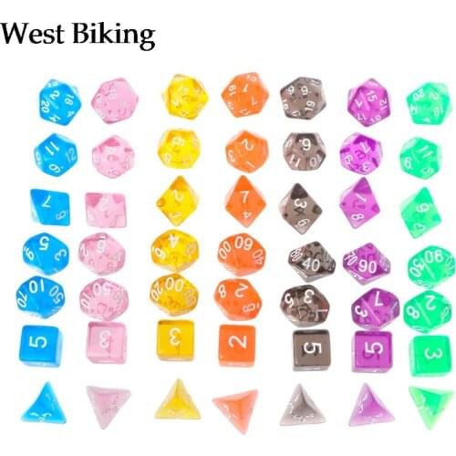 7Pcs Clear Polyhedral Game Dice For Dragon Pathfinder D20 D12 2xD10 D8 D6 D4