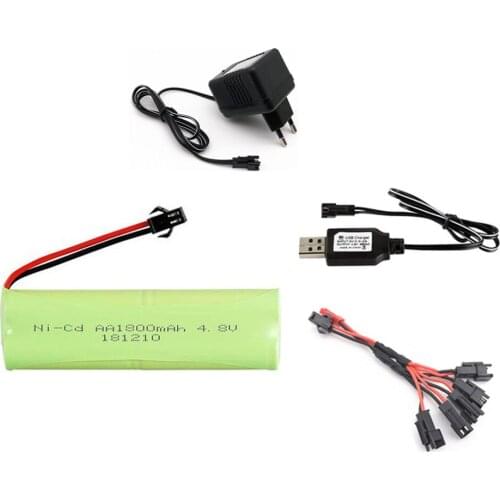 4.8v 1800mah Rechargeable Battery + 4.8V Charger For Rc toys Cars Tanks Robots Boats Guns 4.8v Ni-MH AA Battery Pack