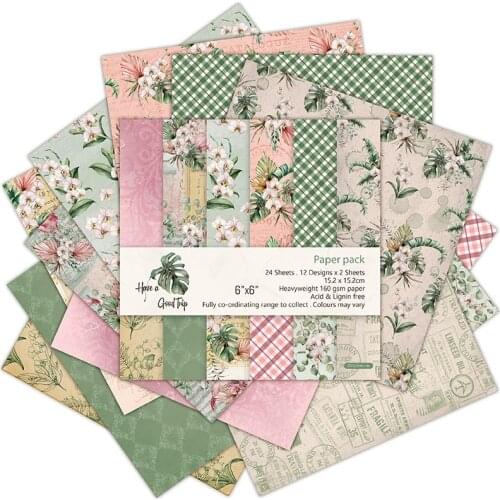 24 sheets 6"X6"the Have a Good Trip Pattern Creative Scrapbooking paper pack handmade craft paper craft Background pad
