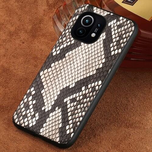 Python Leather Case For Xiaomi Mi 11 10 Ultra 9 8 9T 10T Pro Poco X3 NFC M3 Snakeskin Cover For Redmi Note 8 Pro Note 9 Pro 9S 7