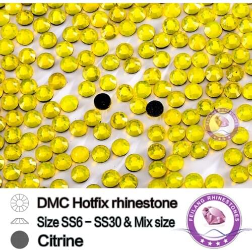 Citrine DMC Hotfix Rhinestones Crystals DIY Clothes Wedding Dress FlatBack Rhinestone Strass SS6-SS30 Iron On Strass Garment