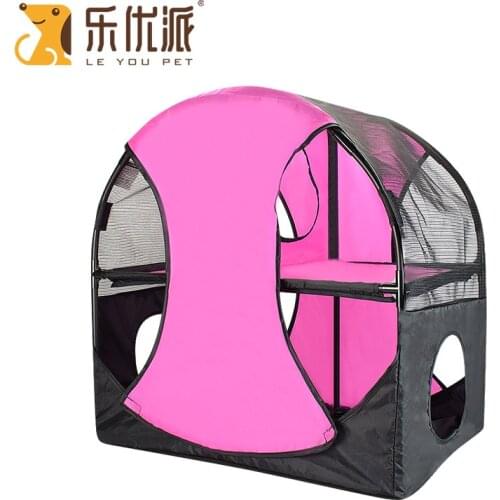 Pet Tower House Cat Tunnel Kitten Toys Climbing Frame Condo with Two Layer Platform Peek Holes Cat Multi-Functional Oxford Tent