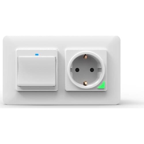 Smart WiFi Push Button Switch Socket DE EU Detachable Horizontal Smart Life Tuya Work with Alexa Google Home Black 5.0