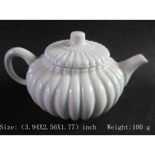 Exquisite Chinese Classical Handwork White Porcelain Pumpkin Teapot, Made by China, Dehua