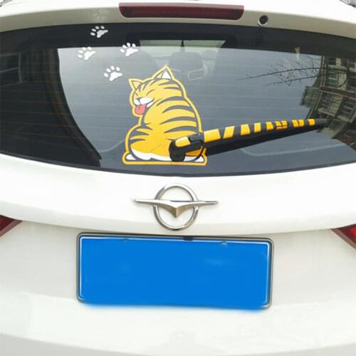 Creative Cat Moving Tail Paws Car Stickers Windshield Rear 3D Window Wiper Cartoon Car Wiper Decal Styling Decoration Sticker