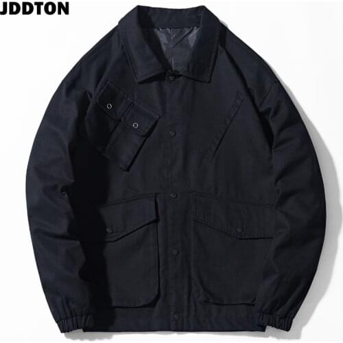 JDDTON Spring Autumn Mens Multi Pocket Jacket Loose Male Fashion Clothing Windbreaker Male Coat Casual Streetwear Outwear JE230