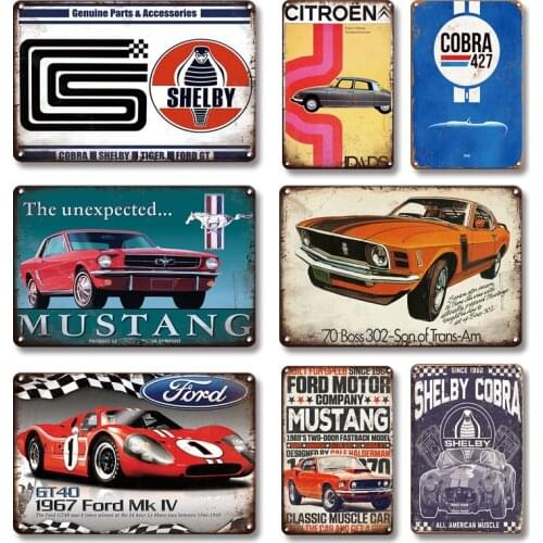 Shelby Cobra 427 Metal Tin Poster Sign Vintage Car Sign Garage Man Cave Decoration Nostalgic Tin Sign Art Wall Sticker Plaques