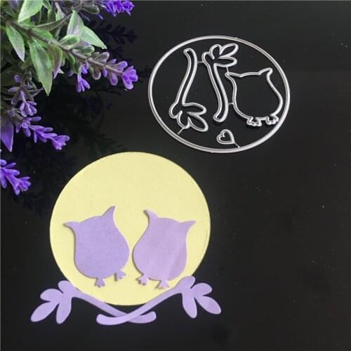 Owl Couple Set Animal Metal Cutting Dies Stencil for DIY Scrapbook Album Paper Card Creative Paper Craft Love Heart Dies 6*5cm