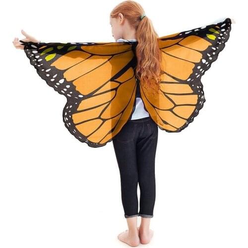 VOGUEON Boys Girls Butterfly Wing Cape Kids Fairy tale Princess Party Cosplay Costume Accessories Cartoon Wrap Birthday Gift