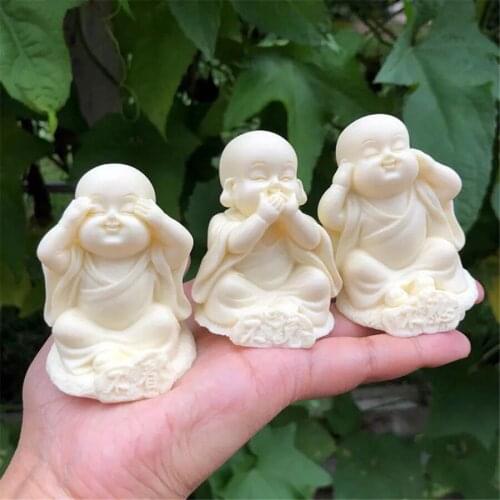 Natural Oak Bud Fruit Three No Monks Big Bellied Buddha HealingHome Decoration