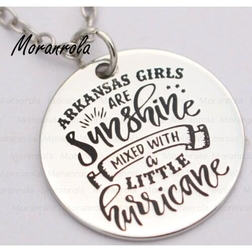 New arried "Arkansas Girls Are Sunshine mixed with a little Hurricane"Copper necklace &Keychain,charm,Sunshine Hurricane jewelry