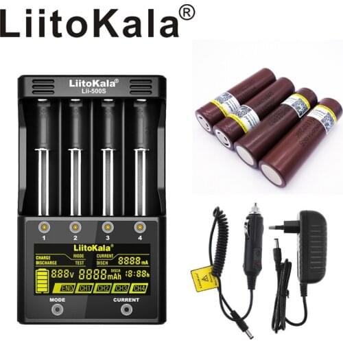 NEW LiitoKala lii-500S 3.7V 18650 26650 charger + 4pcs LGDBHG2 3.7V 18650 3000mah High power discharge Rechargeable battery 30A