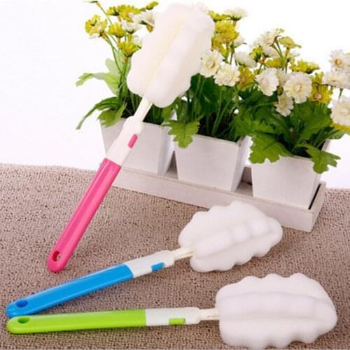 New Environmental long-handled Cleaning Brushes For Glass Milk Bottle/Family Use Glass Sponge Cup Brush/ Cleaning Brush ss316