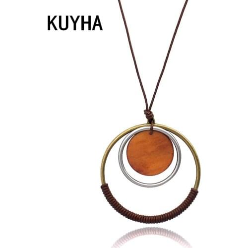Handmade Hollow Round Pendants Necklaces Unisex Long Chain Choker Jewelry Vintage Collar For Women Femme Birthday Present