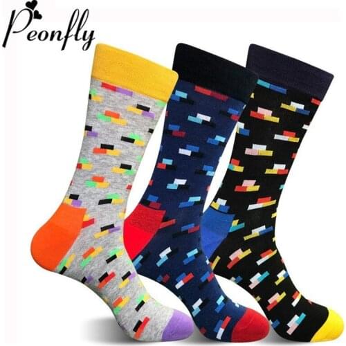 Peonfly Fashion Peoonfly Funny Art Comfortable Casual Cotton Harajuku Long Men Novelty Happy Colorful Pattern Socks