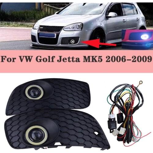 1 Pair Front Bumper Lower Grille Halo Fog Lights Assembly Angel eyes Lamp For VW Golf Jetta MK5 2006-2009 Car Accessories