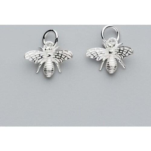 Famous Design Cubic Bees Charms 925 Sterling Silver Craft Decoration Ornament Pendants Fit Women Jewelry Make Neckalce Earrings