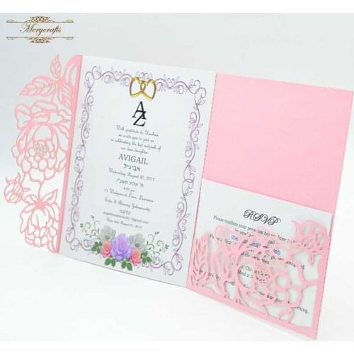 Various color laser cut rose invitation card for wedding with new design