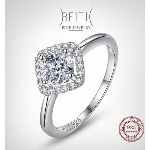 Beitil Luxury Sparkling Cubic Zirconia 925 Sterling Silver Rings Jewelry party engagement Rings for women Gift