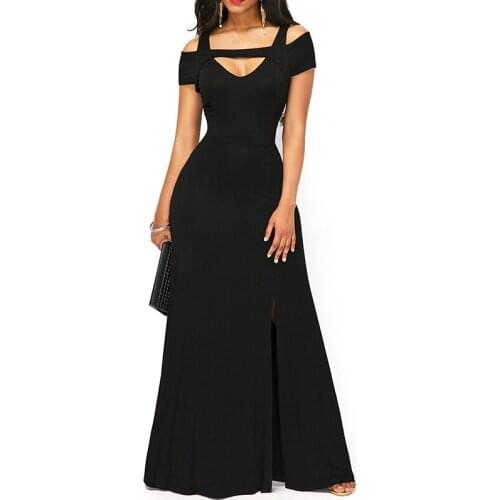 Maxi Bodycon dress Sexy Deep V-Neck Dress Women Vestidos Off-the-shoulder Split Dress Dress Bandage Party Dresses Club Wear
