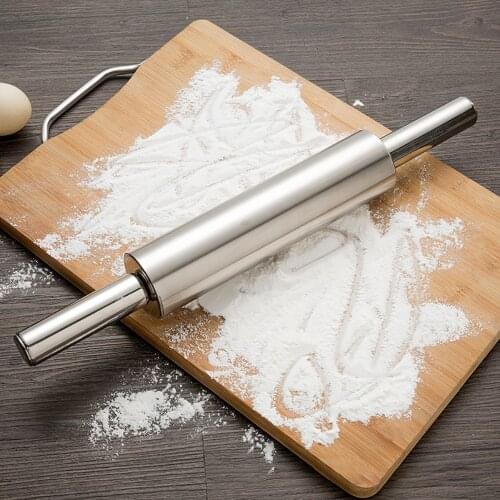 12/13/15/17" Rolling Pin For Baking Pizza Pie Cookie With Handle Design Best Professional Dough Roller Stainless Steel Fondant