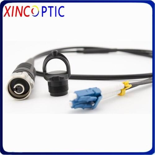 SM,2C,G657A1,4.5mm,TPU Armored Cable,0.5M,ODC Round(Male) to LC/UPC Fiber Optic Patch cord,30cm from Plug to LC/UPC Connector