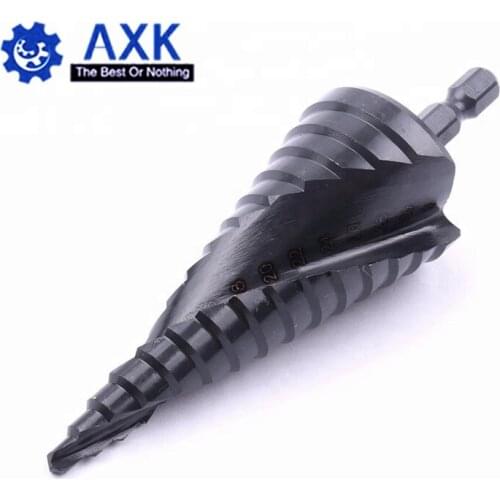 Black Speed Steel Titanium Step Spiral Drill Groove Conical Cone Drills Power Tools 4-32mm