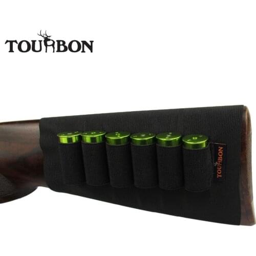 Tourbon Hunting Gun Buttstock Shotgun Ammo Holder 6 Rounds 12/20 Gauge Shells Gun Accessories Elastic Cartridges Carrier