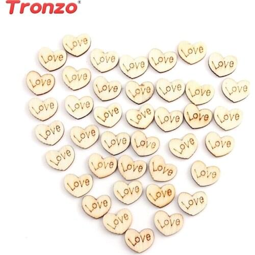 Tronzo 100Pcs/set Wooden Love Heart Craft Wedding Decoration DIY Mini Wood Chips Wedding Table Scatter Decoration 15*12mm