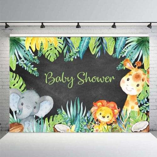 Vinyl Background 1st Jungle Safari Birthday Party Animal Banner Decor Children Custom Baby Shower Backdrop Photocall Studio