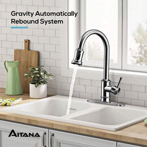 Pull out 304 stainless steel kitchen faucet cold and hot domestic sink faucet can rotate and retract