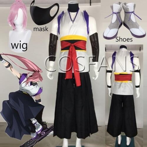 Cherry Blossom Anime SK8 the Infinity Japanese Kimono Cosplay Costume Pink Wig Uniform Set Party Suit Halloween Wigs and shoes
