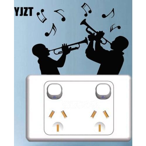 YJZT Musical Instrument Trumpeters Music Notes Wall Decal Vinyl Light Switch Sticker Decoration Accessories S18-0097