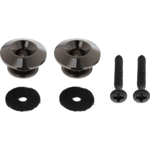 2 Pieces Guitar Strap Lock Button Ukulele Replacement Accessory Black