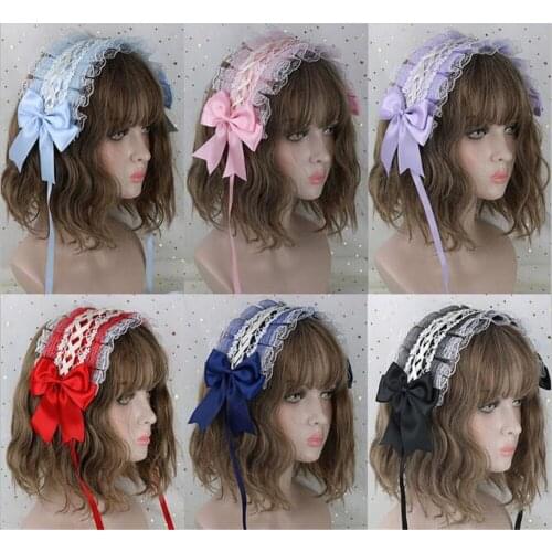 Sweet Lolita Girl Headband Lace Bowknot Headwear Cosplay Princess Hair band Hairpin Hair Accessories B1050