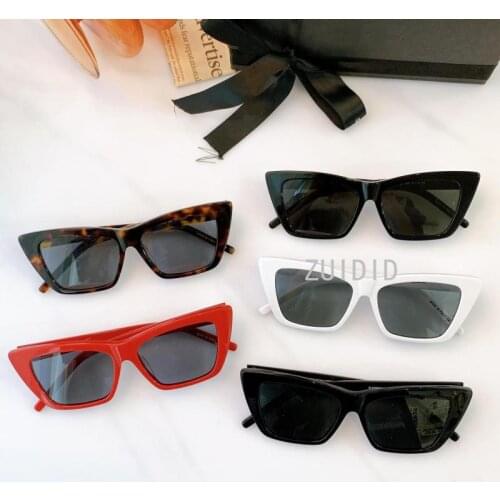 Cat Eye Small Square Frame Red Sunglasses Sl276Mica Women Steampunk Unusual Rectangle Acetate Shapes Unisex 2021 with This Box
