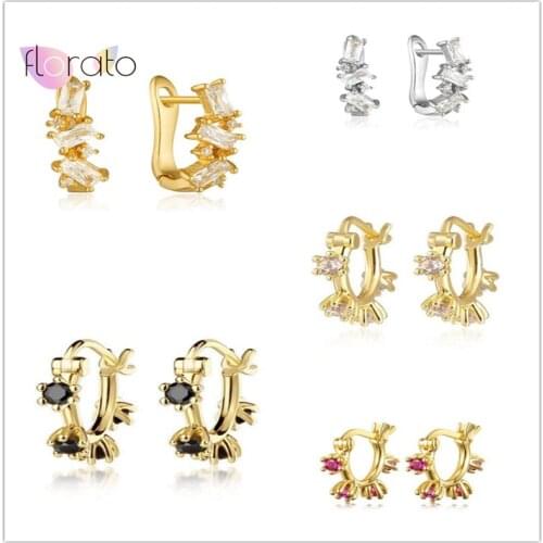 925 Sterling Silver Ear Needle U Shaped Earrings Simple Square Earrings for Women Charming Crystal Party Wedding Jewelry