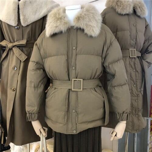 D - T guangzhou UUS han edition chic short winter really fox collars down jacket female temperament with thick loose coat