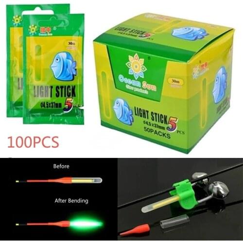 100PCS Fishing Float Fluorescent Lightstick Light Night Float Rod Lights Dark Glow Stick Useful Fishing/Party fishing bobber