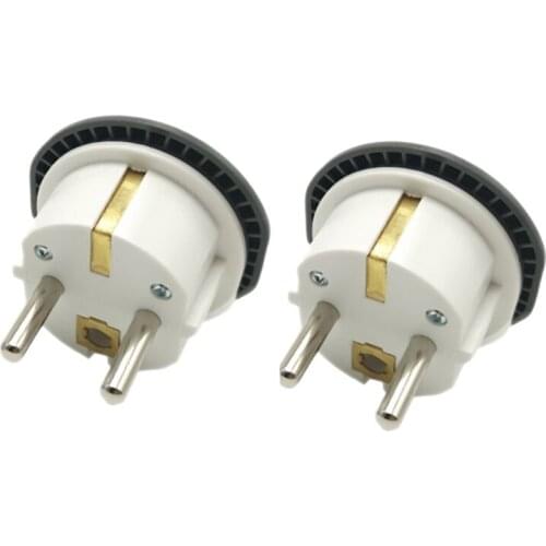 2 Travel Adapters, Pure Copper, German Standard Converter for Foreign Travel, Black + White (EU Plug)