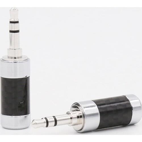 High Performance Rhodium Plated Carbon Fiber 3.5mm Stereo Mini Jack Plug 2 pcs