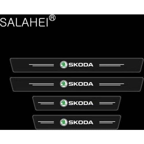 4PCS Transparent TPU Car Threshold Sticker For Skoda Fabia Kamiq Karoq Kodiaq Octavia Rapid Scala Superb Sill Plate Protector