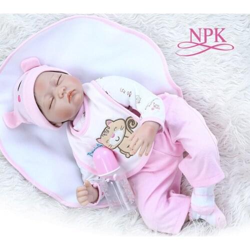 55CM pink sleeping bebe doll reborn baby soft silicone cuddly baby doll hand rooted hair adorable real newborn baby si