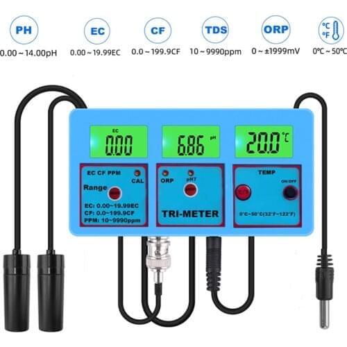 6 in 1 Multi Parameter Water Testing Meter Digital LCD Temperature PH EC TDS ORP Temperature BNC Probe Monitor for Aquarium