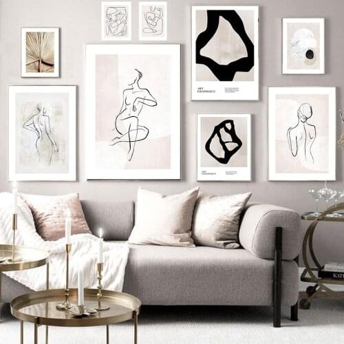 Abstract Girl Lady Figure Poster Wall Art Canvas Painting Handdrawing Line Body Art Print Home Decor Dormitory Backdrop Pictures
