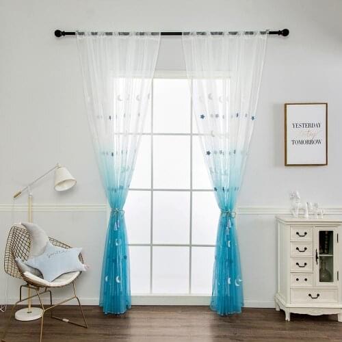 White Shiny Sliver Star Tulle Curtains For Living Room All-match Yarn with Window Drapes Sheer for the Bedroom