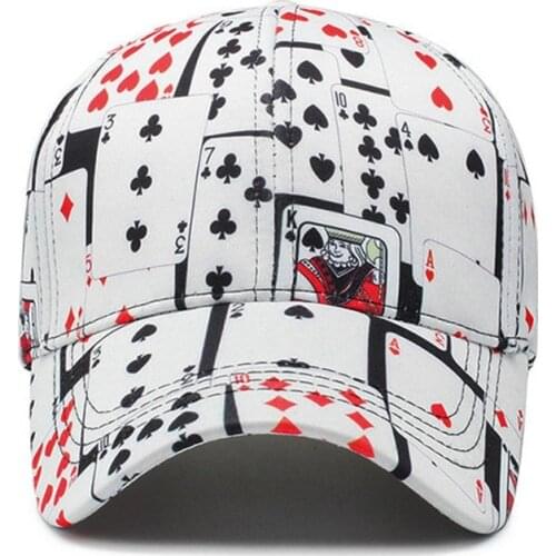 WZCX New Playing Card Printing Adjustable Summer Baseball Cap Fashion Korean Version Shade Unisex Hip Hop Dad Hat Snapback