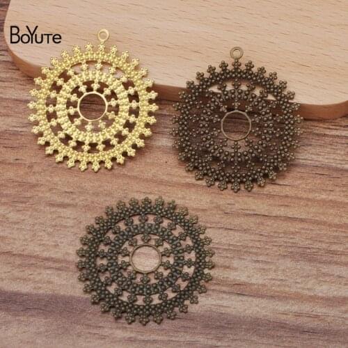 BoYuTe Wholesale 20Pcs 25MM Filigree Flower Charm Antique Bronze Plated Handmade Material DIY Charms for Jewelry Making