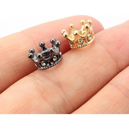 Trendy 10pcs Loose Spacers Bead Pendant End Cap Queen King Crown Beads For Jewelry Accessories Making Gifts Findings 11*6mm