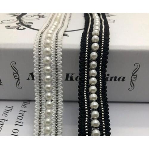 2CM black and white chain pearl ribbon lace DIY hand-sewn clothing bags shoes hats accessories accessories decorative strips